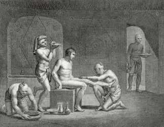 Inde i et egyptisk badehus, ca. 1820